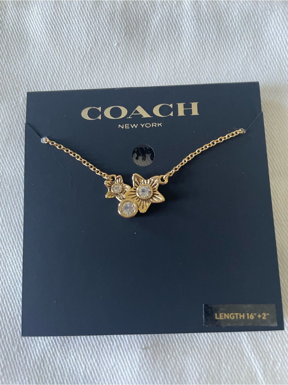 Coach Gold Floral Crystal Pendant Necklace